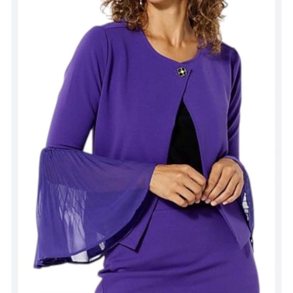 Antthony Originals Purple Pleated Bell Sleeve Jacket Women's 2X NOS Retro 90s